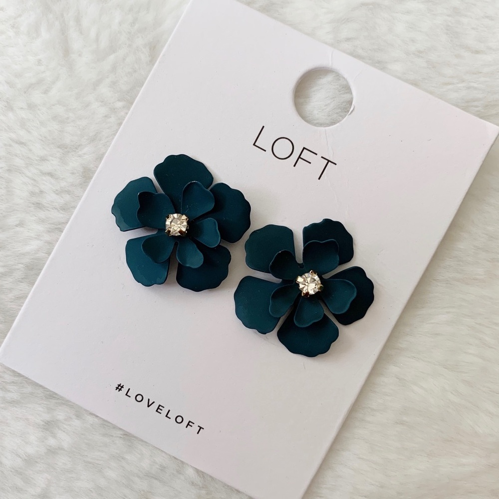 LOFT | Blossom Stud Earrings, Crisp Teal - Picture 3 of 5